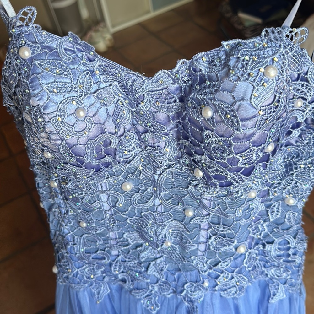 beautiful pearl corset , long prom dress